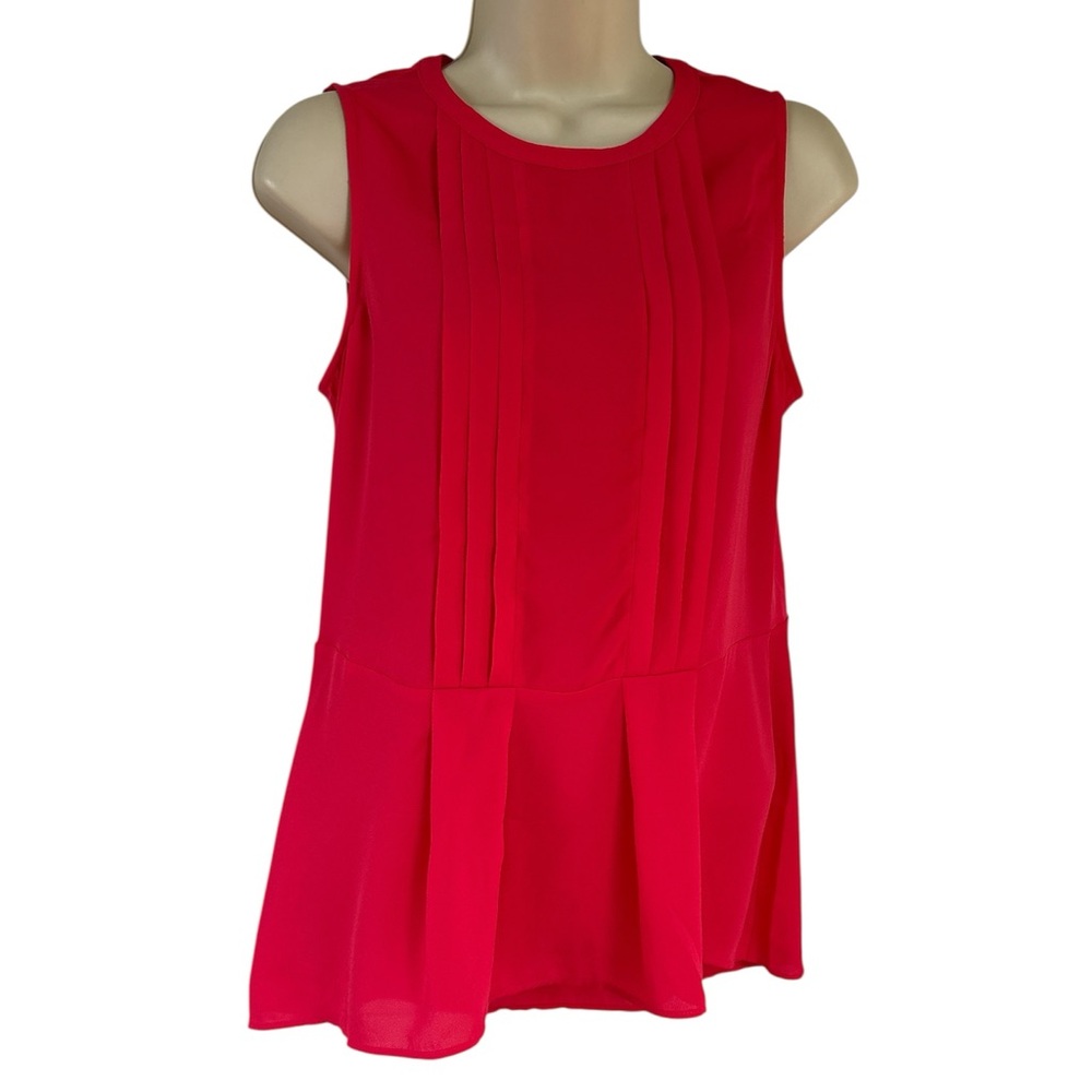 Ann Taylor Women's Sleeveless Pink Red Pleated Front Blouse Top Size XS